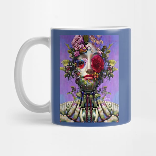 Stunning Art Beautiful Flowers Surreal Art a Cute Girl Android Robot Roses by ZiolaRosa